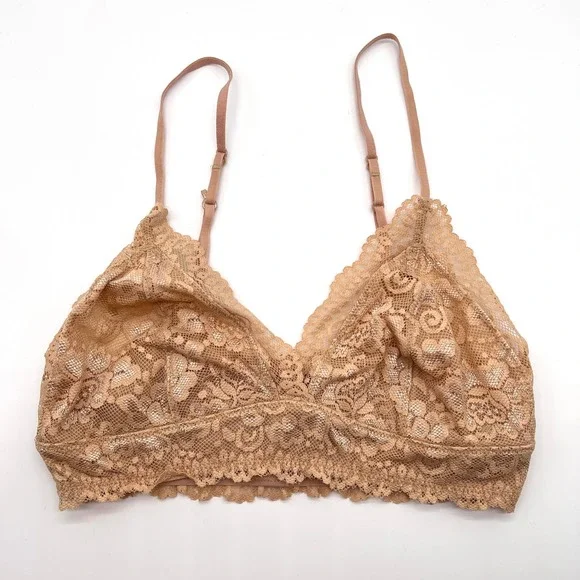 ARITZIA TALULA Renfrew Bralette Bundle Womens Small Tan Brown Lace Triangle - Picture 7 of 15